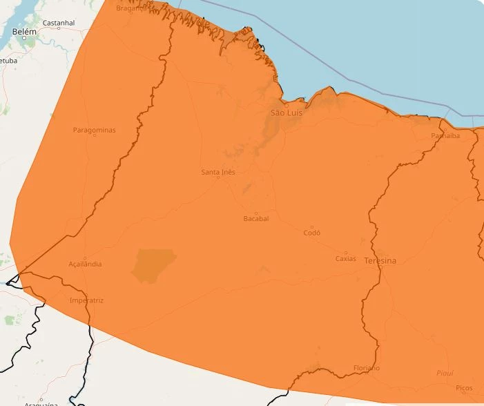 Áreas do Maranhão recebem alerta laranja de chuvas. (Arte: Divulgação/Inmet)