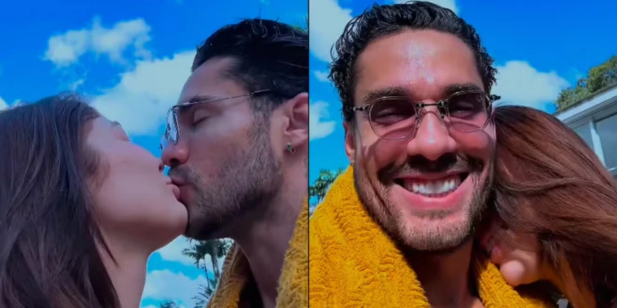 Bil Araújo e Adriana Yanca aparecem se beijando.