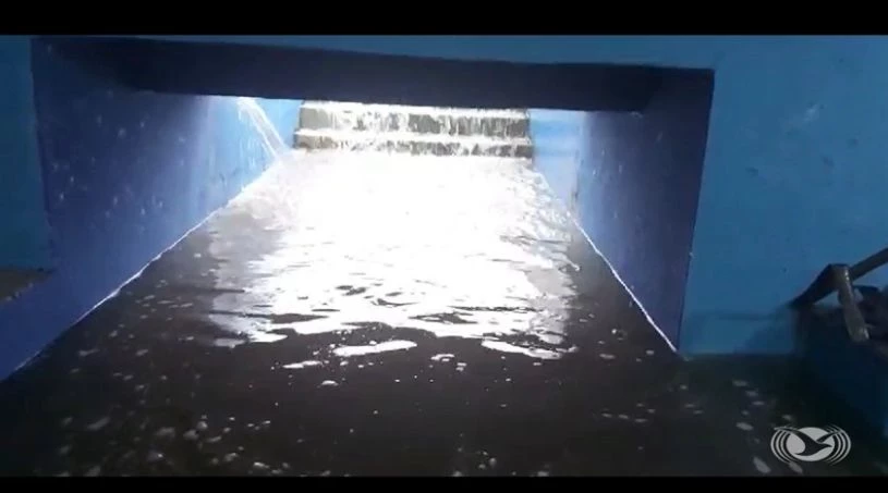 O acesso dos árbitros ao campo de jogo virou um verdadeiro “rio”. / Foto: Reprodução Mirante AM