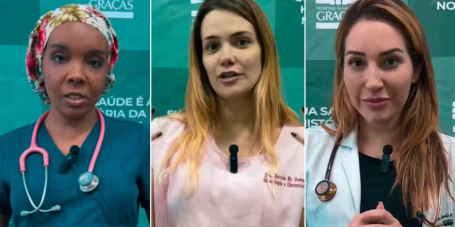 As médicas Marcela Mc Gowan, Thelma Assis e Amanda Meirelles atendem vítimas das enchentes.