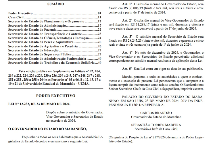 Nova lei sancionada foi publicada no Diário Oficial