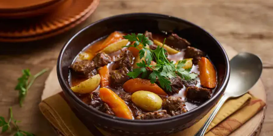 Carne de panela com batata e cenoura na pressão.