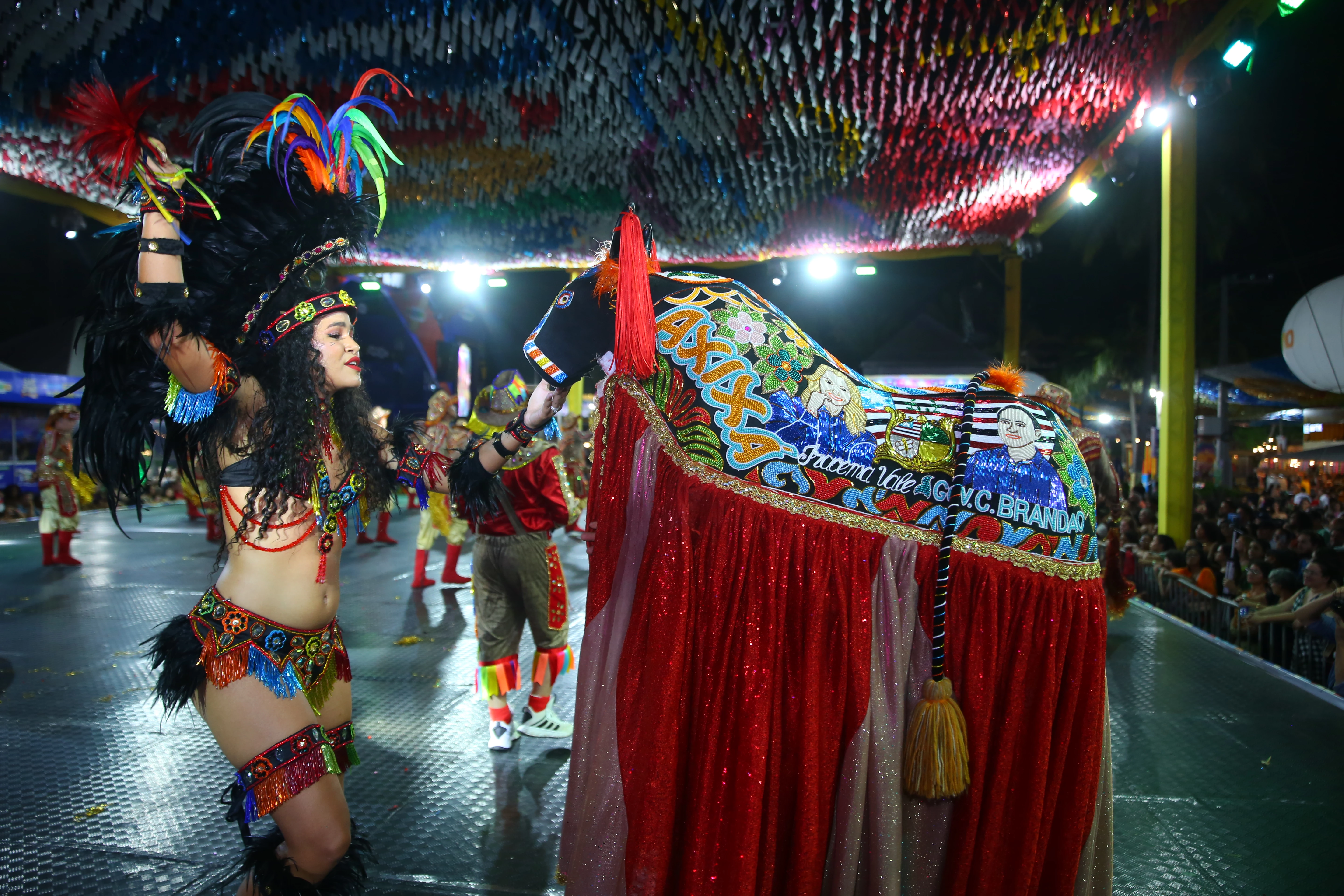 O Boi de Axixá foi uma das atrações da noite de encerramento do Arraial do Ipem. (Foto: Jânio Ferreira / Governo do Maranhão)