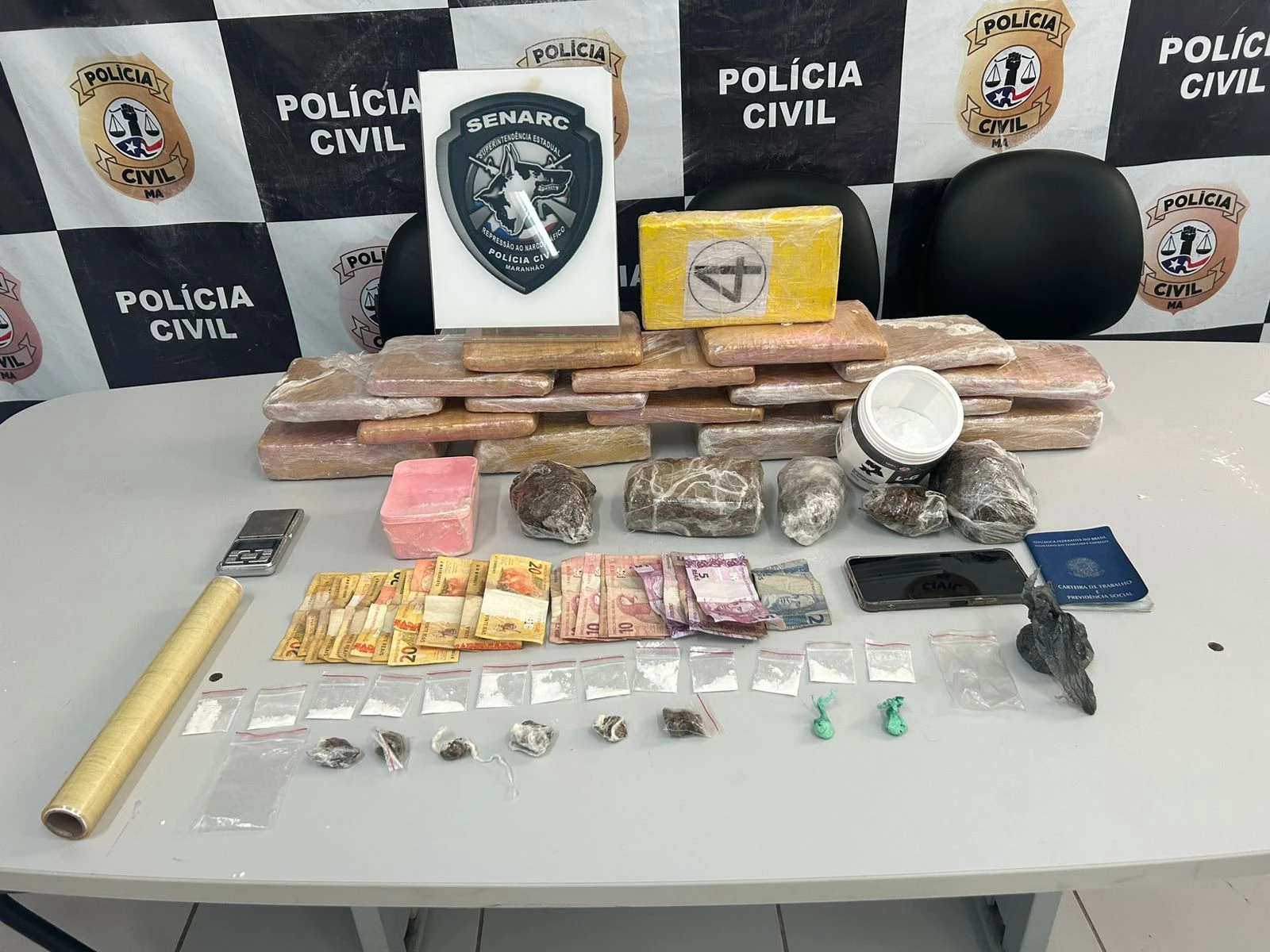 Droga apreendida durante a ação da Senarc. (Foto: Divulgação / PC-MA)