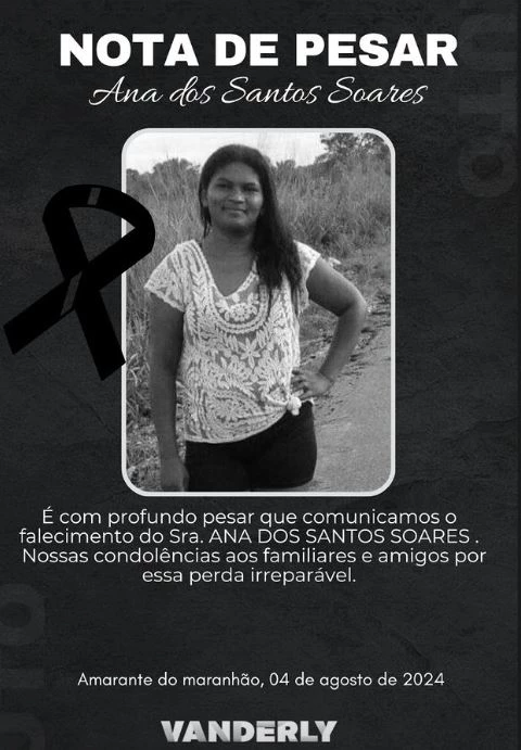 Nota de pesar divulgada pelo prefeito de Amarante do Maranhão. (Foto: Reprodução/Redes sociais)
