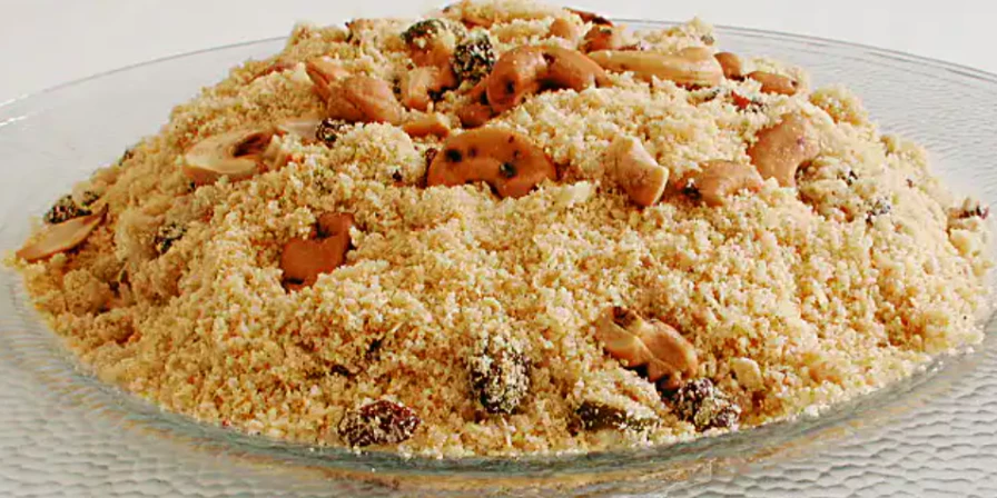 Farofa de maracujá com castanha-de-caju.