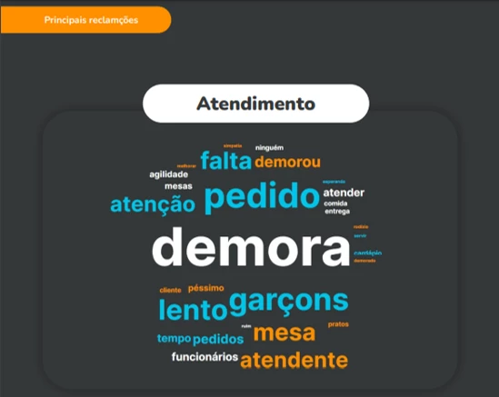 Nuvem de palavras com as principais reclamações dos clientes. (Foto: Divulgação)