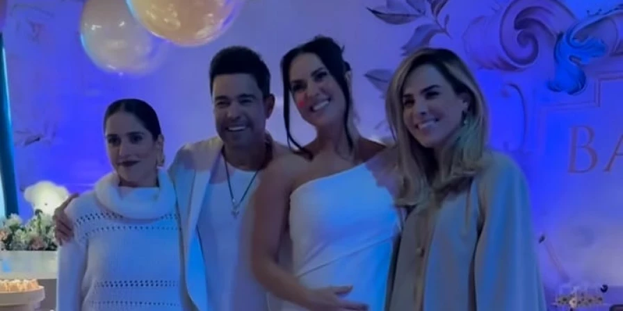 Zezé Di Camargo e Graciele Lacerda no chá revelação.