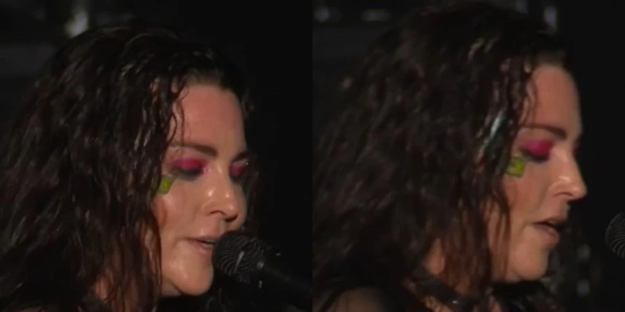 Amy Lee canta hits das banda e conquista público.