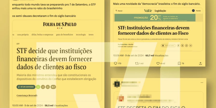 Em uma votação realizada no dia 6 de setembro, o Plenário do Supremo Tribunal Federal (STF) alterou disposições sobre o sigilo bancário, o que tem dividido opiniões e vem sendo usado para gerar desinformação.