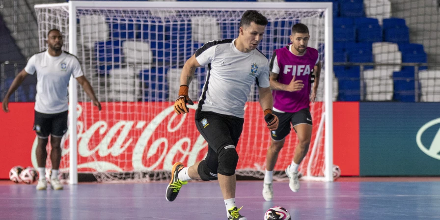 Treino da Seleção Brasileira de Futsal.