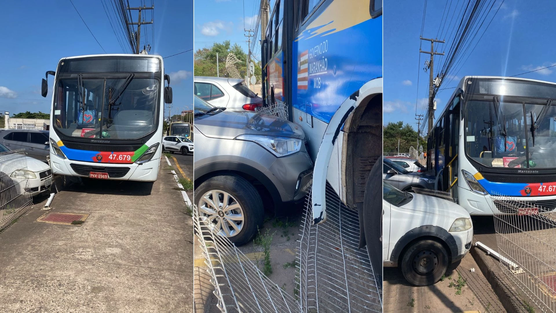 Ônibus colide em cinco carros na Jerônimo de Albuquerque