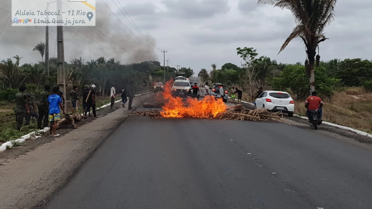 Protesto na BR-316, em Bom Jardim. (Foto: Divulgação / PRF).