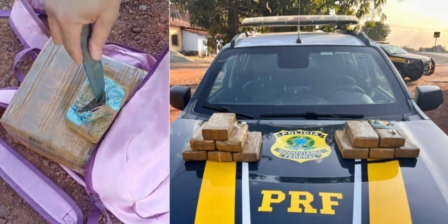 Durante a revista nas bagagens, foi encontrada uma mochila com peso acima do normal, onde estava a droga.
