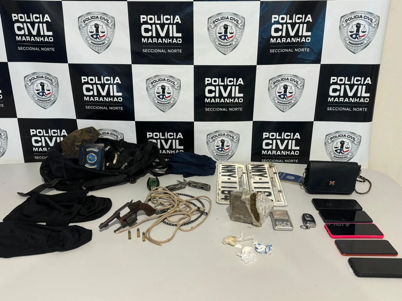 Material apreendido com os criminosos. (Foto: Divulgação / PC-MA)