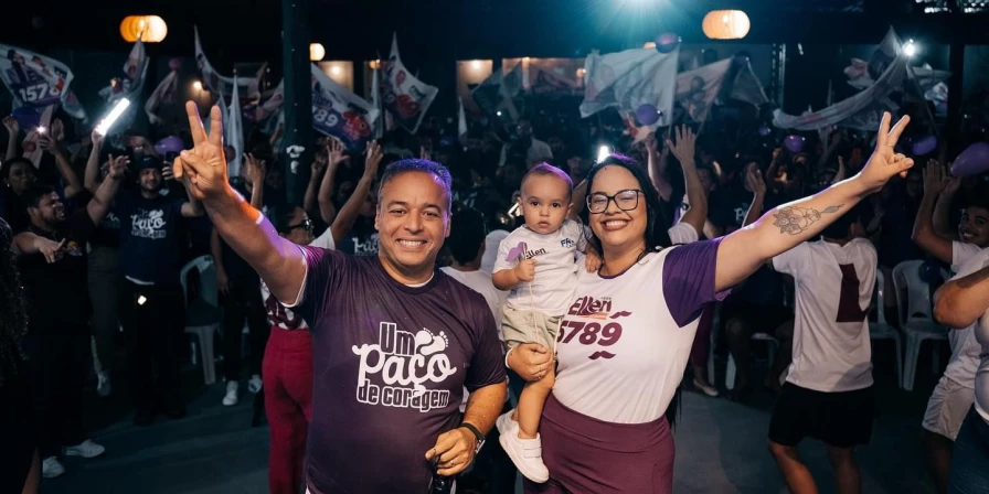 Ellen do Bigode ao lado do prefeito eleito Fred Campos, durante o período eleitoral em Paço do Lumiar