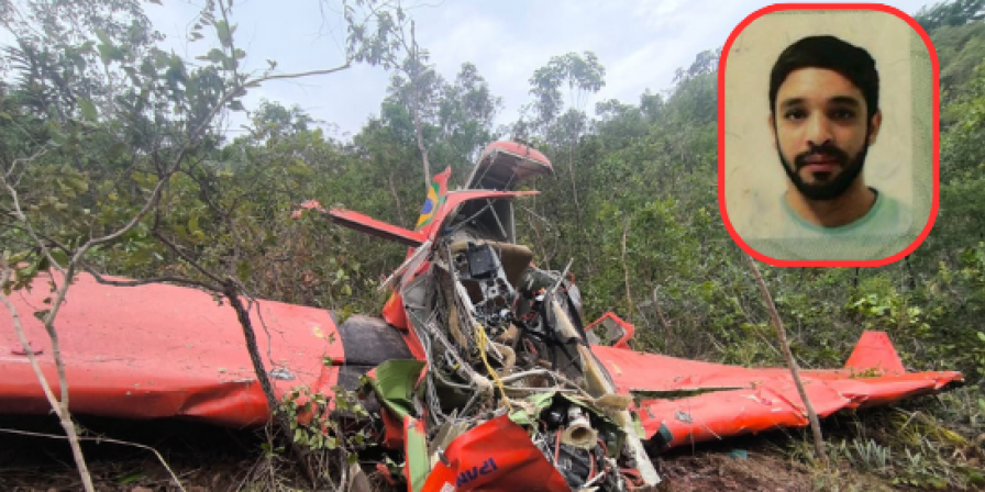 Avião caiu enquanto realizava pulverização em lavoura de soja. (Foto: Reprodução)