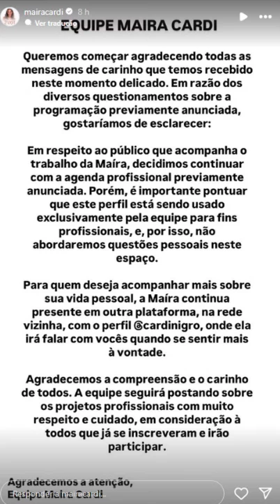 Maíra Cardi nas redes sociais. (Foto: Reprodução/Redes sociais)