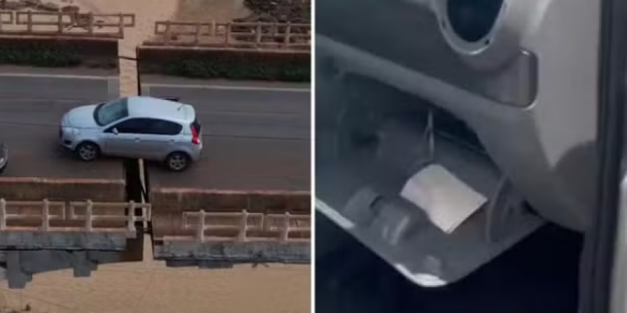Após um mês parado, foi possível fazer a remoção do carro e de caminhões. (Foto: Reprodução)