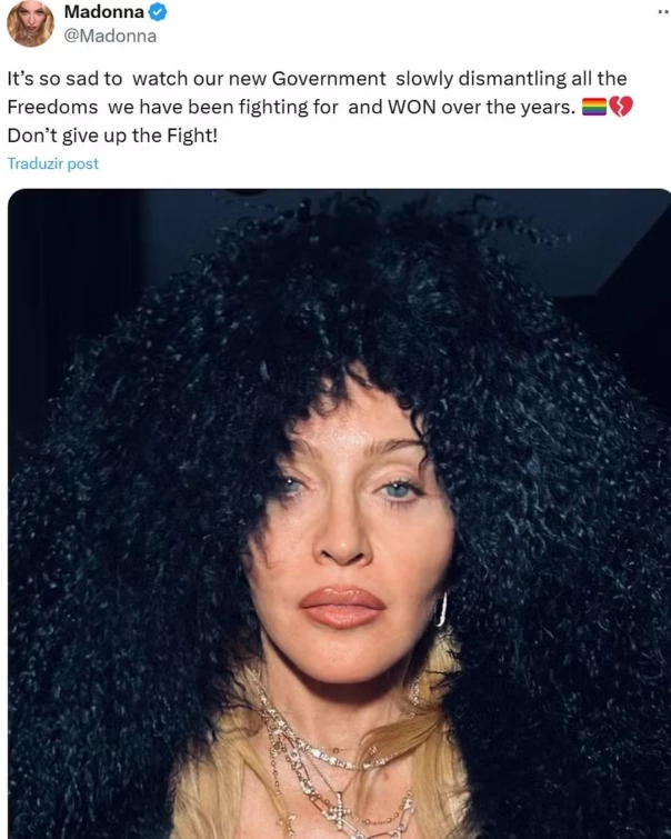 Madonna faz desabafo sobre governo americano nas redes sociais. (Foto: Reprodução/redes sociais)