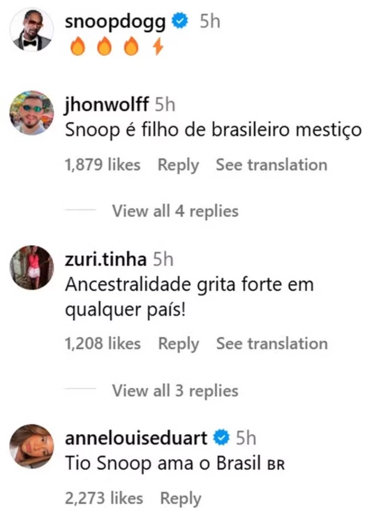Brasileiros tomam de conta das redes sociais do artista, após a publicação. (Foto: reprodução/Instagram)