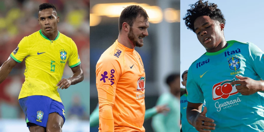 O lateral-esquerdo Alex Sandro, o goleiro Lucas Perri e o atacante Endrick vão defender a Seleção Brasileira.