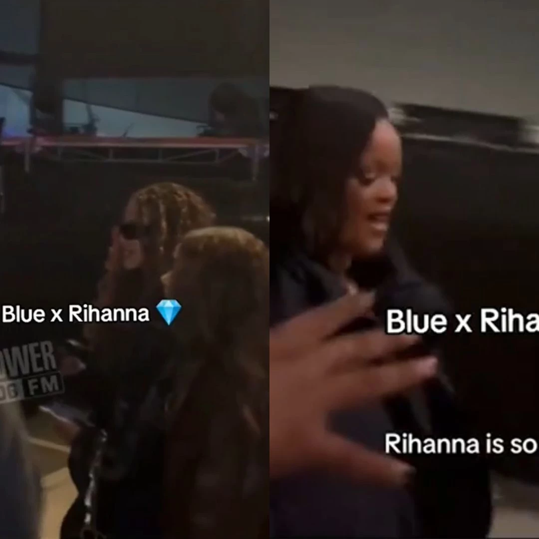 Rihanna e Blue Ivy são vistas juntas no show de A$AP Rocky. (Foto: Reprodução/redes sociais)