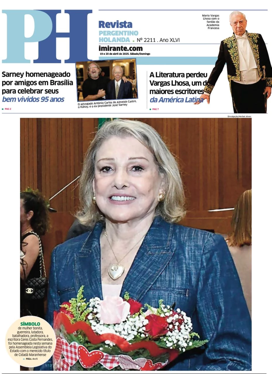 SÍMBOLO de mulher bonita, guerreira, lutadora, batalhadora, professora, a escritora Ceres Costa Fernandes é o destaque de capa do PH Revista deste fim de semana, por ter recebido da Assembleia Legislativa do Estado o merecido título de Cidadã Maranhense