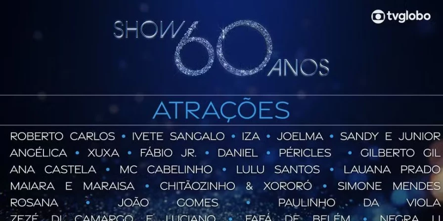 Line-up do show dos 60 anos da TV Globo.