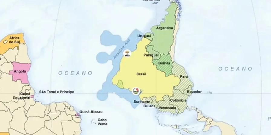 O novo mapa também traz destacados os países que compõe o Brics, o Mercosul, os países de língua portuguesa e do bioma amazônico.