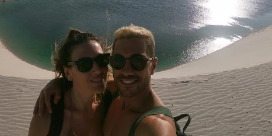 Filha, Katia, e o genro de Ancelotti, Mino, nos Lençóis Maranhenses