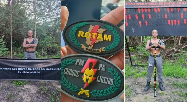 Amanda após ser reconhecida como Soldado da ROTAM. (Arquivo Pessoal)