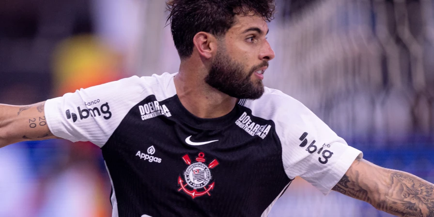 Yuri Alberto comemora: o Corinthians venceu o Novorizontino pela Copa do Brasil.