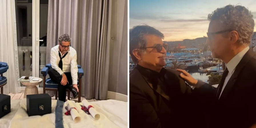 Um desses registros mostra Kleber ao lado do iraniano Jafar Panahi, diretor de "It Was Just An Accident", que conquistou a Palma de Ouro no Festival de Cannes 2025.