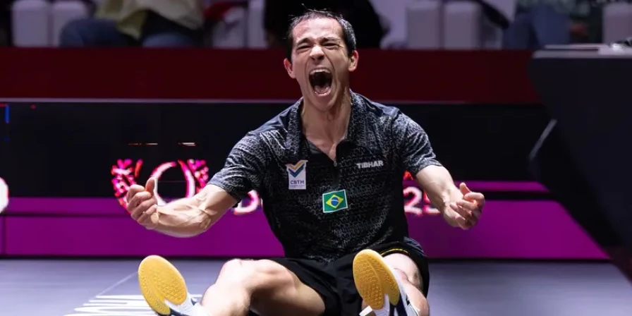 Hugo Calderano fez história no Mundial de Tênis de Mesa.