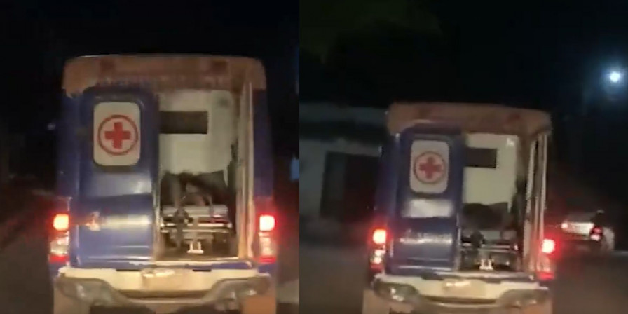 Nas imagens, um homem estava sendo transportando na ambulância após sofrer um acidente. (Foto: Reprodução/TV Mirante)