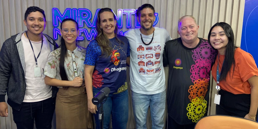 Camila Sampaio, Rommel Ribeiro, Lucena Marques e Marcos Duailibe durante o Atualidades.