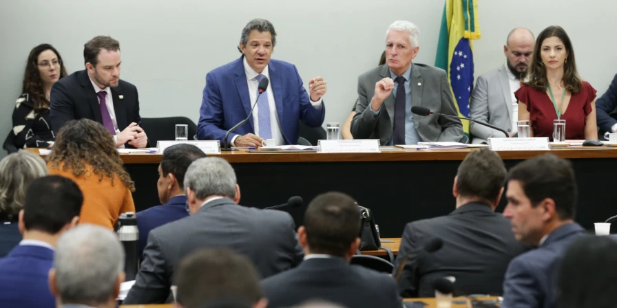 O ministro Fernando Haddad durante audiência nas Comissões de Finanças e Tributação e de Fiscalização Financeira.