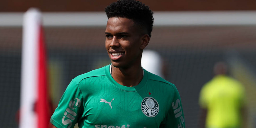 Estêvão, atacante do Palmeiras. (Cesar Greco / Agência Palmeiras)
