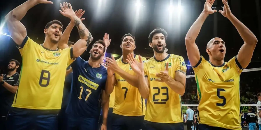 A Seleção Brasileira de Vôlei venceu a Eslovênia pela Liga das Nações.