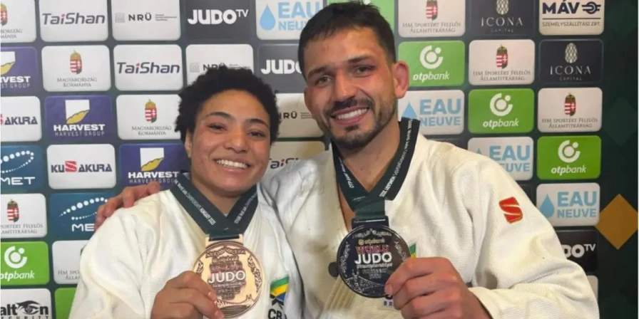 Shirlen Nascimento e Daniel Cargnin subiram ao pódio no Mundial de Judô.