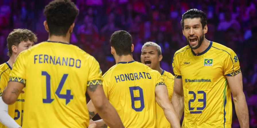 O Brasil derrotou a Polônia pela Liga das Nações de Vôlei Masculino. (Divulgação / Volleyball World)