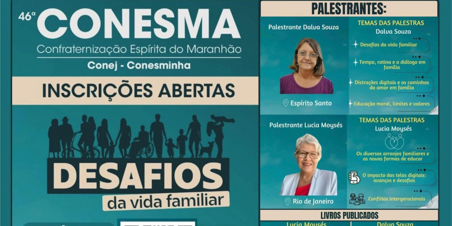 CONESMA 2026: São Luís sedia encontro sobre desafios da vida familiar neste sábado