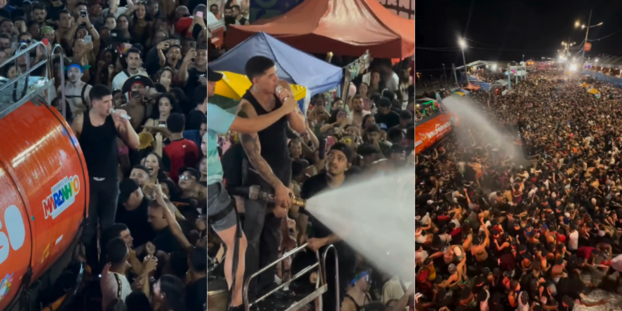 Zé Vaqueiro faz festa no carro-pipa