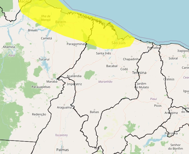 Alerta do Inmet prevê chuva intensa neste domingo. (Arte: Inmet)