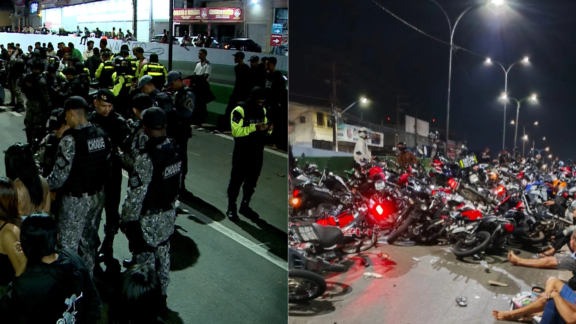 Grupo em motos saiu do São Cristóvão durante a madrugada e seguia em direção à Avenida Litorânea.