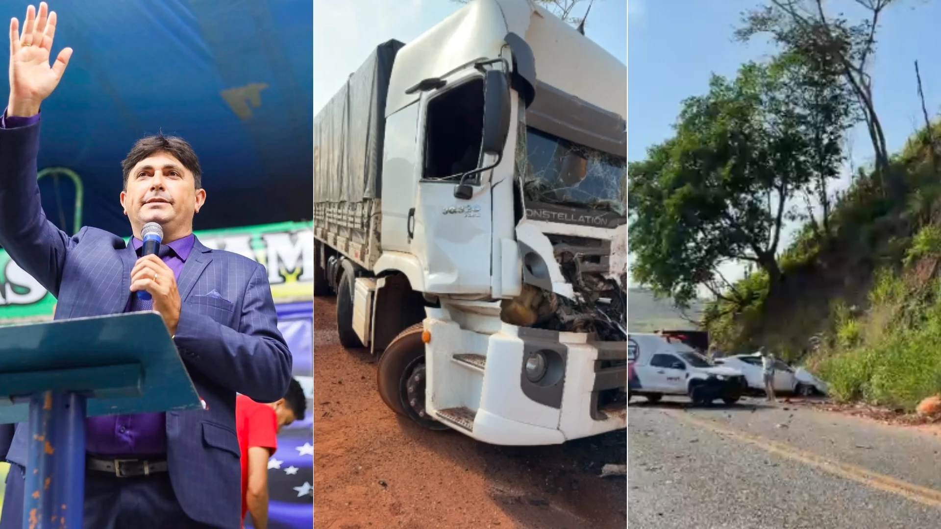 Colisão entre carro e caminhões mata pastor de Imperatriz na BR-222. (Foto: Reprodução/Redes sociais)
