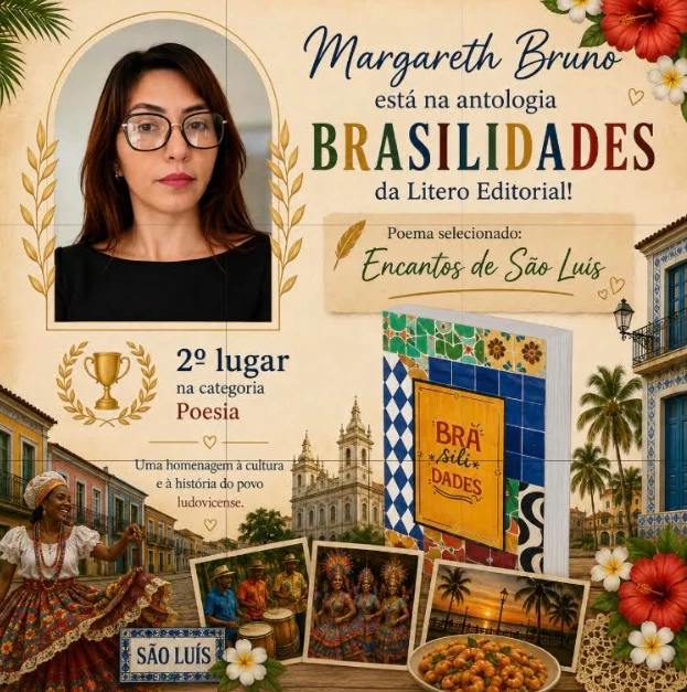 Escritora maranhense conquista segundo lugar em antologia de poesia com homenagem a São Luís.