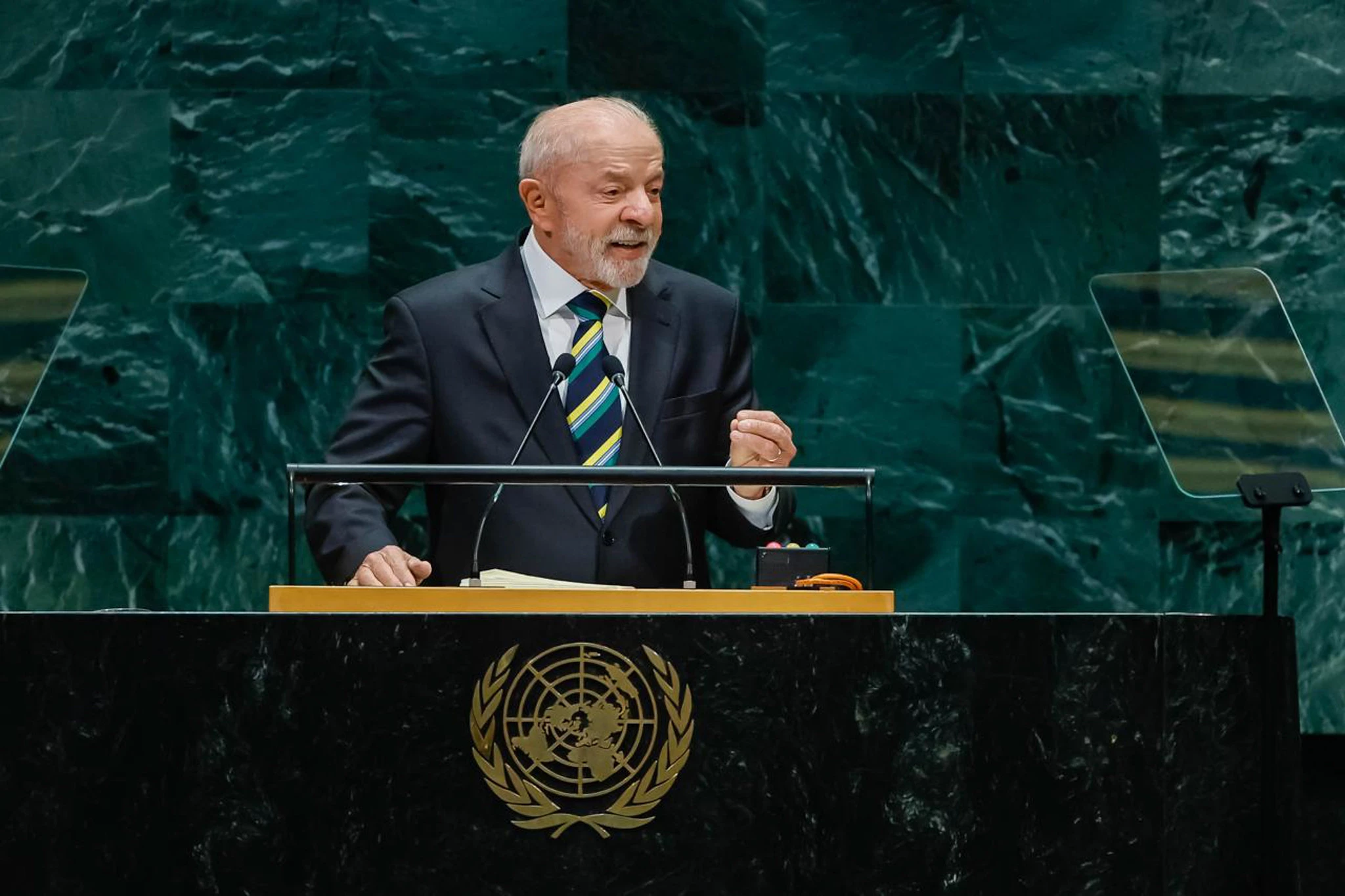 O presidente Luiz Inácio Lula da Silva na Assembleia Geral da ONU.