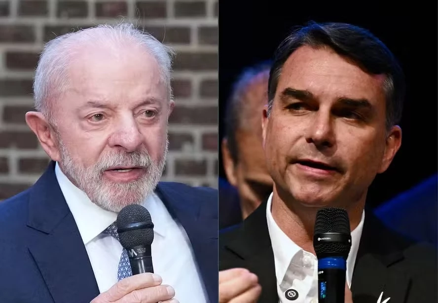 Flávio Bolsonaro (PL) e Lula (PT).